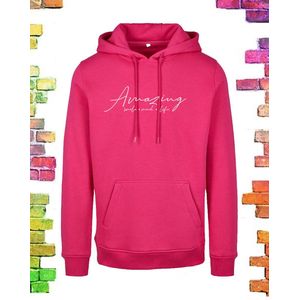 Fuchsia roze dames hoodie “Amazing” | maat L/38