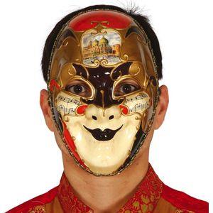 Fiestas Guirca - Masker Veneciana Muziek (Goud Rood)
