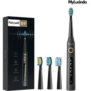Mylucinda® Elektrische Tandenborstel - Sonisch & USB Oplaadbaar - 3 Opzetstukken met 2 Minuten Timer - Zwart