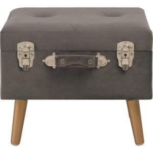 vidaXL Opbergkruk Fluweel Grijs - 40x33x33 cm Opbergkruk - Fluweelkruk - Grijze Kruk - Gouden Kruk - Salontafel