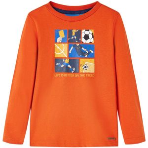 vidaXL - Kindershirt - met - lange - mouwen - 104 - oranje
