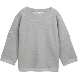 TOM TAILOR - Sweatshirt - Grijs - Effen - Driekwart Mouw