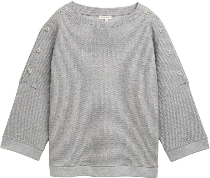 TOM TAILOR - Sweatshirt - Grijs - Effen - Driekwart Mouw