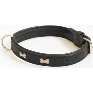 Hondenhalsband met nikkelen botjes zwart 60 cm