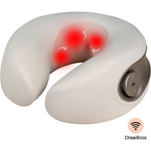 Home Vibes® Nekmassage Apparaat – Massage Nekkussen – Massage Apparaat – Memory Foam – Draadloos - Reiskussen - 3 Massage Standen – 2 Hitte Niveaus - Licht Apricot