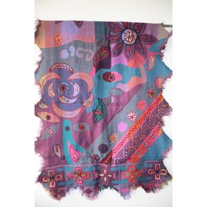 Kasjmier Wollen Dames Sjaal - 180 x 70 cm - Paars