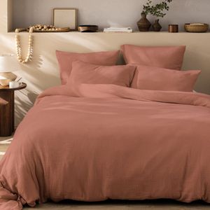 Matt & Rose Dekbedovertrek Terracotta - 260 x 240 + (2x) 65 x 65 - Mousseline Katoen