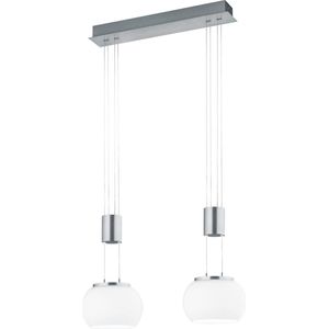 LED Hanglamp - Hangverlichting - Trion Maliba - 16W - 2-lichts - Warm Wit 3000K - Dimbaar - Rechthoek - Mat Nikkel - Aluminium