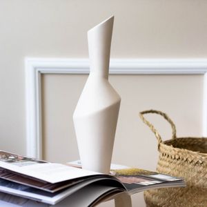 BEIGE & STONE - Scandinavische Stijl Liena Vaas Decoratief Object - Wit - H32 x Ø11 cm