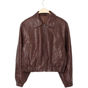 Trendyol Bruine Oversized Bomberjack Van Imitatieleer Met Slanke Pasvorm, Jassen Twoaw26Mo00047