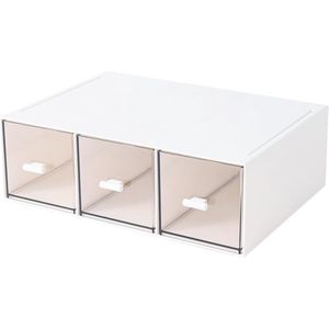 Make-up organizer met 3 lades van kunststof, bureau-organizer, nagellak, lippenstift, kwast, sieraden, huidverzorging, badkamerorganizer - wit