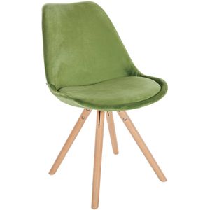 In And OutdoorMatch Stoel Betania - Groen en Hout - Fluweel - Comfortabele zit - Hoogwaardige bekleding - Stijlvolle stoel - Klassieke uitstraling