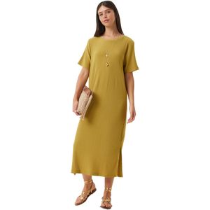 Happinessistanbul Dames Groene Losse Lange Casual Gebreide Jurk Dz00076