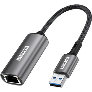 Happym - USB A naar RJ45 - Ethernet Adapter - Gigabit 1000 Mbps - USB 3.0