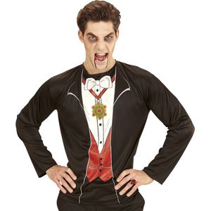 Widmann - Vampier & Dracula Kostuum - Vampier Rashan Shirt Man - Zwart - XL - Halloween - Verkleedkleding