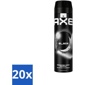 20 x Axe Deodorant Bodyspray Black 200 ml - Deodorant - Bodyspray - Geur - 48 Uur Bescherming - Bevroren Peer