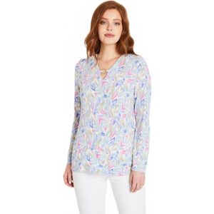 Grafisch T-shirt met korte mouwen en lange V-hals