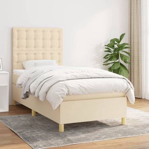 The Living Store Boxspring met matras stof crèmekleurig 90x200 cm - Boxspringbed - Slaapcomfort - Boxspring - Creme Kleur - Tweepersoonsslaapbank