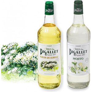 Bigallet sodamaker limonadesiroop voordeelpakket Mojito (alcoholvrij) & Vlierbloesem - 2 x 100 cl