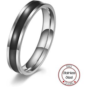 Basic Leren Ring | Ringen Mannen | Zwart&Zilver | 17 mm | Ring Heren | Mannen Cadeau voor Man Cadeautjes | Vrouwen Ring | Dames Cadeau | Cadeau voor vrouwen | Luxe ring | Soraro | Vaderdag Cadeau