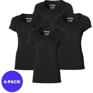 Apollo (Sports) - Bamboe T-Shirt Dames - Zwart - Maat XL - 4-Pack - Voordeelpakket