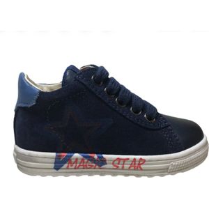 Naturino Mt 21 veter/rits rode ster lederen schoenen Batista navy / blauw
