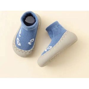 Anti-slip babyschoentjes - Soksloffen - Eerste loopschoentjes van Baby-Slofje - Blauw cijfers maat 20