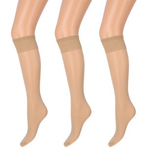 Marianne - Dames Kneehighs Antipress Lycra Panty - 20Den - 3-Pack - Maat One Size - Sekt