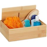 Relaxdays bamboe opbergbox met deksel - kleine opbergdoos keuken - opbergmand badkamer