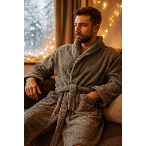 Kamerjas-Badjas-Saunajas in Grijs-Blauwe Tint / Maat XL / bestel voor extra comfort steeds maat groter dan je kleding maat