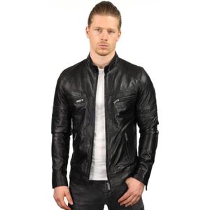 Versano Dallas Leren Heren Bikerjack Heren Jack L - Zwart