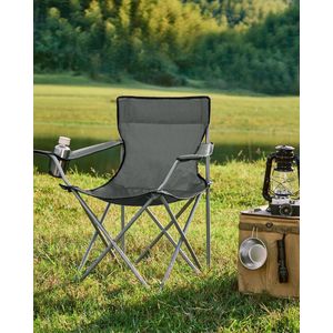 Grijze stalen campingstoelen - draagbare stoelen - opvouwbare stoelen - Oxford stof - lichtgewicht - compact - 52 cm x 84 cm x 81 cm