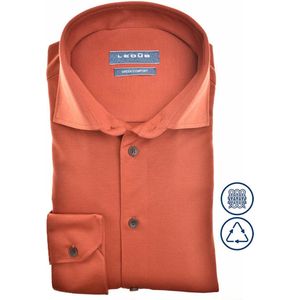 Ledub modern fit overhemd - jersey - donkeroranje - Strijkvriendelijk - Boordmaat: 43