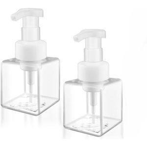 Foam Pump Flesjes - 2 Stuks - Reisformaat - Schuimzeep Dispenser - Transparant Plastic - Hervulbaar - Gezichtsreiniging - Shampoo - Mini Navulbare Pomp Flesjes - 250ml