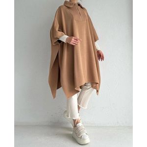 SOCKSTON - Gebreide Poncho - Camel bruin