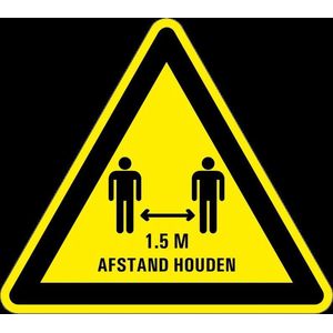 Waarschuwingsbord houd 1,5 meter afstand - kunststof 300 mm