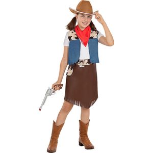 Funidelia | Cowgirlkostuum Voor voor meisjes  Cowboys, Indianen, Western - Kostuum voor kinderen Accessoire verkleedkleding en rekwisieten voor Halloween, carnaval & feesten - Maat 107 - 113 cm - Bruin