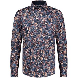 Fellows United Shirt lange mouw winter flowers stretch Mid blue (42.6504 - 116)