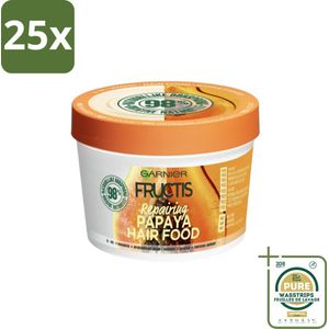 25 x Garnier - Fructis Hair Food Papaya - 3-in-1 Haarmasker - Beschadigd Haar - 400 ml - Grootverpakking - Haarherstel - Beschadigd Haar - Haarmasker - Papaya-extract - Kokosolie