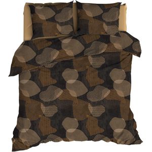 Luxe katoen/satijn dekbedovertrek Loa antraciet - 240x200/220 (lits-jumeaux) - stijlvol dessin - subtiel glanzend en heerlijk zacht - premium kwaliteit