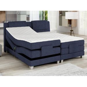 Palacio Set boxspring hoofdeinde + bedbodem met elektrische relaxatie + matras + dekmatras CASTEL van PALACIO - 2x90x200cm - Stof denim L 215 cm x H 112 cm x D 188 cm