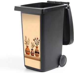 Container sticker Vazen - Bloemen - Bladeren - Minimalistisch - 38x80 cm - Kliko sticker