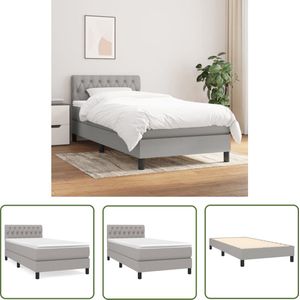 The Living Store Boxspring met matras stof lichtgrijs 90x200 cm - Boxspring - Slaapcomfort - Pocketveer Matras - Licht Grijs Bed - Hoofdboard