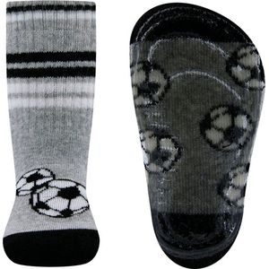 Ewers Antislipsok - Voetballen - Lichtgrijs/Zwart/Wit - Strepen en Sportrib - Siliconenzool-25/26