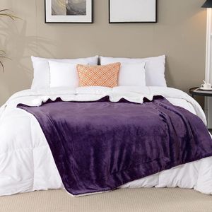 Sherpa Deken, aubergine, tweezijdige woondeken, knuffeldeken, extra dikke warme sofadeken/bankdeken van Sherpa, 150 x 200 cm, super fleece deken als bankplaid of woonkamerdeken