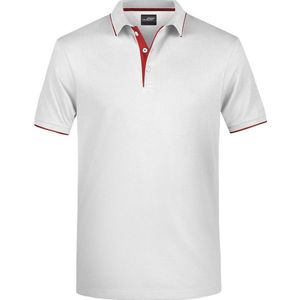 James and Nicholson Heren Polo Stripe Shirt (Wit/rood)