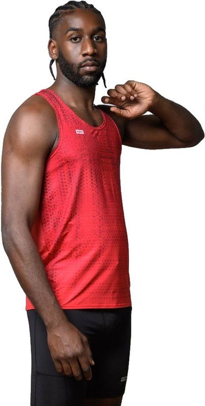 42k Running Apex - Mouwloos T-shirt - Bordeauxrood met Roze Strepen - Technische Hardloop Tanktop