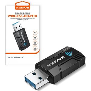Xssive WiFi Adapter USB 1300Mbps AC1300 - Dual Band 2.4GHz & 5GHz - USB 3.0 - Wifi Dongle geschikt voor MacOS, Linux, Windows 11/10/8/7