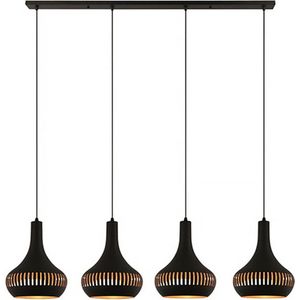 Freelight - Hanglamp Canna 4 lichts L 130 cm Ø 25 cm zwart goud