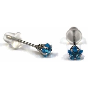 Aramat jewels ® - Zirkonia zweerknopjes ster 4mm oorbellen zee blauw chirurgisch staal